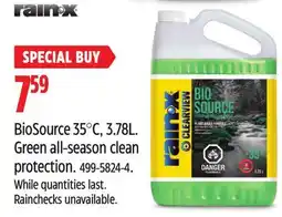 Canadian Tire Rain-x BioSource 35°C, 3.78L. Green all-season clean protection offer