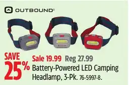 Canadian Tire Battery-Powered LED Camping Headlamp, 3-Pk offer
