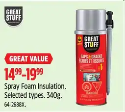Canadian Tire Spray Foam Insulation. Selected types offer