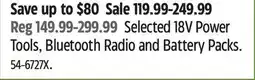 Canadian Tire Bosch Selected 18V Power Tools, Bluetooth Radio and Battery Packs offer