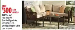 Canadian Tire FOR LIVING Bracebridge Wicker Sectional, 3-Pc. Woodgrain steel table top offer