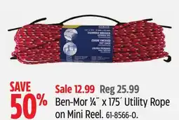 Canadian Tire Ben-Mor 1⁄4˝ x 175´ Utility Rope on Mini Reel offer