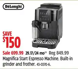 Canadian Tire Delonghi Magnifica Start Espresso Machine Built-in grinder and frother offer
