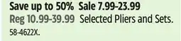 Canadian Tire Mastercraft Selected Pliers and Sets offer