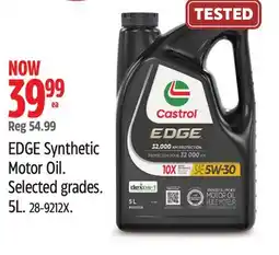 Canadian Tire Castrol EDGE Synthetic Motor Oil. Selected grades. 5L offer