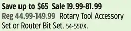 Canadian Tire Mastercraft Rotary Tool Accessory Set or Router Bit Set offer