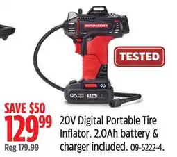 Canadian Tire Motomaster 20V Digital Portable Tire Inflator offer