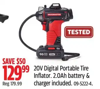Canadian Tire Motomaster 20V Digital Portable Tire Inflator offer