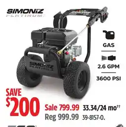 Canadian Tire Simoniz GAS 2.6 GPM 3600 PSI offer