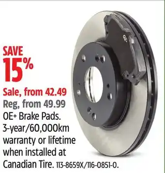 Canadian Tire OE+ Brake Pads offer