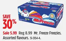 Canadian Tire Mr. Freeze Freezies offer