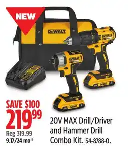 Canadian Tire Dewalt 20V MAX Drill/Driver and Hammer Drill Combo Kit offer
