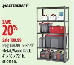 Canadian Tire MASTERCRAFT 5-Shelf Metal/Wood Rack. 41 x 18 x 72˝ h offer