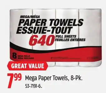 Canadian Tire Mega Paper Towels, 8-Pk offer