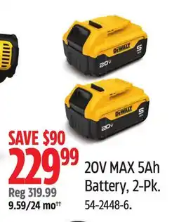 Canadian Tire Dewalt 20V MAX 5Ah Battery offer