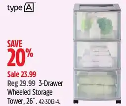 Canadian Tire 3-Drawer Wheeled Storage Tower offer