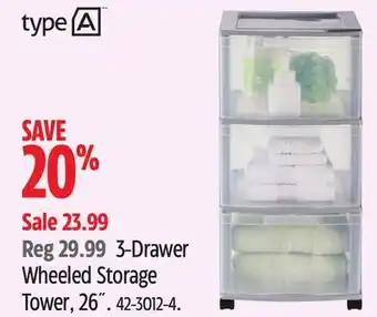 Canadian Tire 3-Drawer Wheeled Storage Tower offer