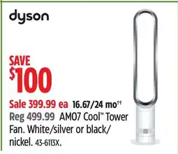 Canadian Tire dyson AM07 Cool Tower Fan. White/silver or black/ nickel offer