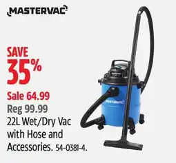 Canadian Tire Mastervac 22L Wet/Dry Vac with Hose and Accessories offer