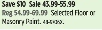 Canadian Tire Selected Floor or Masonry Paint offer