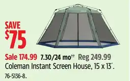 Canadian Tire Coleman Instant Screen House, 15 x 13´ offer