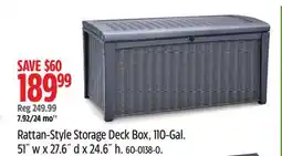 Canadian Tire Rattan-Style Storage Deck Box, 110-Gal. 51˝ w x 27.6˝ d x 24.6˝ h offer