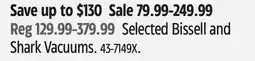 Canadian Tire Shark Selected Bissell and Shark Vacuums offer