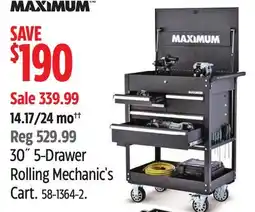 Canadian Tire MAXIMUM 30˝ 5-Drawer Rolling Mechanic's Cart offer