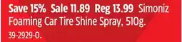 Canadian Tire Simoniz Foaming Car Tire Shine Spray, 510g offer