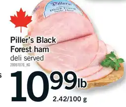Fortinos PILLER'S BLACK FOREST HAM. 2.42/100 g offer