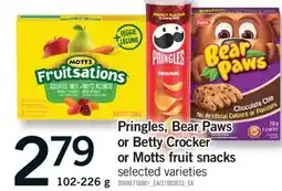 Fortinos PRINGLES, BEAR PAWS OR BETTY CROCKER OR MOTTS FRUIT SNACKS offer