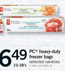 Fortinos PC HEAVY-DUTY FREEZER BAGS, 10-38's offer