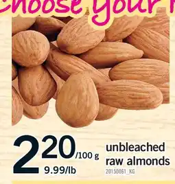 Fortinos UNBLEACHED RAW ALMONDS offer