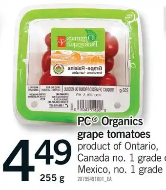 Fortinos PC ORGANICS GRAPE TOMATOES offer