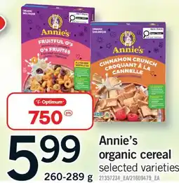 Fortinos ANNIE'S ORGANIC CEREAL offer