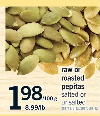 Fortinos RAW OR ROASTED PEPITAS offer