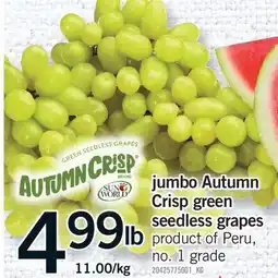 Fortinos JUMBO AUTUMN CRISP GREEN SEEDLESS GRAPES offer