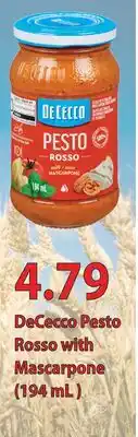 Fortinos DECECCO PESTO ROSSO WITH MASCARPONE, (194 mL) offer