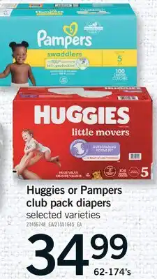 Fortinos HUGGIES OR PAMPERS CLUB PACK DIAPERS, 62-174's offer