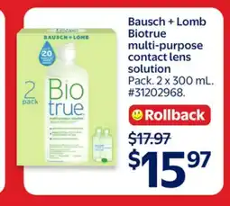 Walmart Bausch + Lomb Biotrue multi-purpose contact lens solution offer