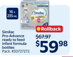 Walmart Similac Pro-Advance ready to feed infant formola bottles offer