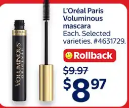 Walmart L'Oréal Paris Voluminous mascara offer