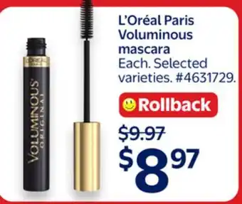 Walmart L'Oréal Paris Voluminous mascara offer