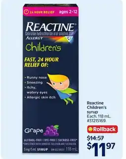 Walmart Reactine Children's syrup offer