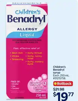 Walmart Children's Benadryl syrup offer