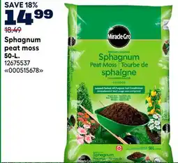 RONA MiracleGro Sphagnum peat moss 50-L offer