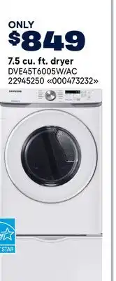 RONA Samsung 7.5 cu. ft. dryer offer