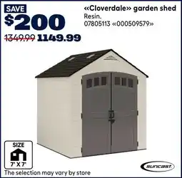 RONA Suncast Cloverdale garden shed offer