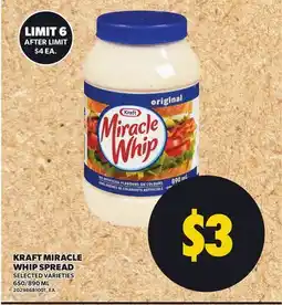 Loblaws KRAFT MIRACLE WHIP SPREAD, 650/890 ML offer