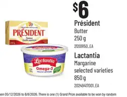Loblaws PRÉSIDENT BUTTER 250 G, LACTANTIA MARGARINE, 850 G offer